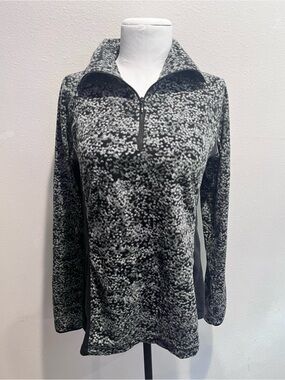 Columbia Leopard Print Half Zip Fleece Sweater